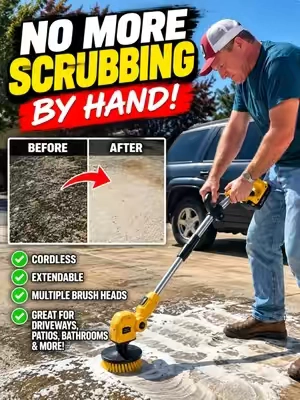 I thought this cordless scrubber might be a gimmick… until I tried it on my driveway. 😳 No more getting down on your hands and knees with a scrub brush. It’s cordless, extendable, and comes with multiple brush heads for concrete, patios, bathrooms, tile and more. Let the tool do the scrubbing! 👇 #P#PowerScrubberC#CleaningHacksToolTok #tiktokshopstockup #falldealsforyou @TANTEC Power Tools 