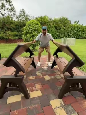 this is the best peace of outdoor furniture I have ever owned and super easy to clean #bench #outdoorfurniture #convertabench #benchtable #qvctiktoksuperbrandday @QVC, Inc 