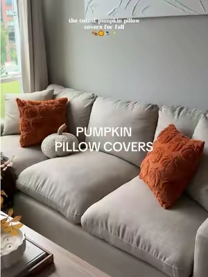 these pumpkin pillow covers are so cute and so soft 🥹🍂☕️ #falldecor #halloweendecor #pillowcovers #fallfinds #fallaesthetic 