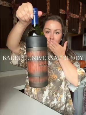 The universal xl FITS A WINE BOTTLE 🪵🍷 @Frost Buddy  #universalbuddy #drinkcooler #frostbuddy #bourbontiktok 