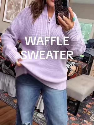 Absolutely adorable waffle sweater! #OOTD #fashion #affordablefashion #midsize 