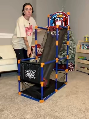 we loveee an inexpensive big gift ❤️ #christmasgiftideas #giftsforkids #screenfreefun #indoorbasketballhoop 
