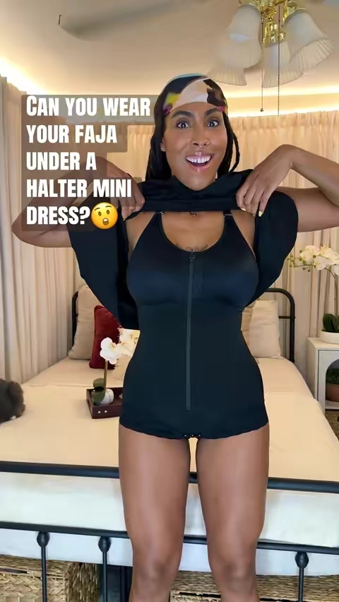 The YIANNA high compression faja has fully convertible straps, built-in bust support, silicone leg grips AND easy bathroom access. 🙌🏾  I converted the straps to wear it under my halter mini dress and baby… SNATCHED! 😮‍💨  Tap the cart before your size is gone!  #yianna #faja #shapewear #lingerie #tiktokshopcreatorpicks 