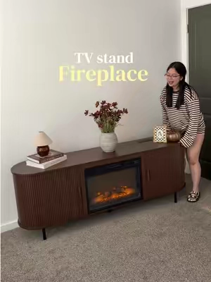 Mueble para TV con chimenea incluida 🔥✨@ONBRILL OFFICIAL #fireplace #tvstand #fuente #homedecor #tiktokshopstockup 