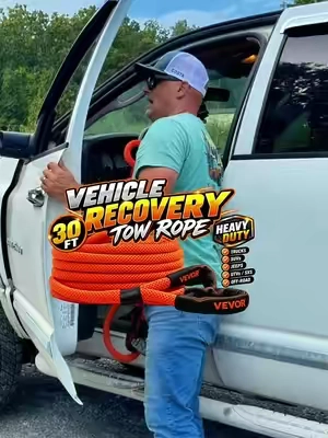TITLE: Heavy Duty 30 FT Vehicle Recovery Tow Rope – 1 Inch Nylon Off-Road Recovery Rope DESCRIPTION: Heavy-duty 30 ft vehicle recovery rope built for trucks, SUVs, Jeeps, side-by-sides, UTVs and other off-road vehicles. The 1-inch nylon rope gives you plenty of length for vehicle recovery when you’re dealing with mud, trails, farms, jobsites or roadside situations. A great piece of recovery gear to keep in your truck, trailer or off-road rig for when you or somebody else gets stuck. HASHTAGS: #TowRope #VehicleRecovery #OffRoadRecovery #TruckAccessories #UTVAccessories KEYWORDS: heavy duty tow rope, 30 ft tow rope, vehicle recovery rope, nylon recovery rope, truck recovery gear, SUV recovery rope, Jeep recovery gear, side by side recovery gear, UTV recovery rope, off road recovery equipment, stuck vehicle recovery, farm truck accessories, roadside emergency gear, towing equipment, recovery rope