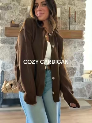 this cardigan is going to be so cute & cozy with literally any outfit this fall 🍂🤎 wearing a medium!  #womenscardigan #fallcardigan #falloutfitinspo #comfyoutfit 