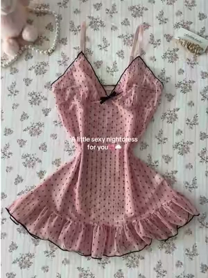 Candy Color Polka Döt Mesh sleepwear "#Summer #dress #nightdress #polkadot #sleepwear 