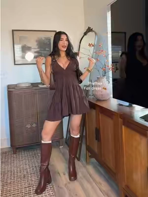 How how cute is this dress 😍🤎#dresses #browndress #vacationoutfits #shortdress #securepayeveryday  