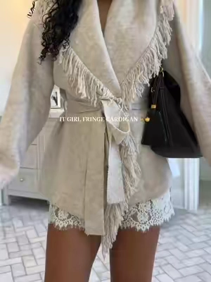 Western chic, but make it classy ✨🤎 This fringe cardigan is the cutest statement piece for fall. #WesternChic #FringeCardigan #FallFashion #shopcider #AffordableFashion