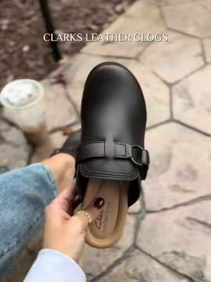 The vintage clog look WITHOUT the heavy wooden sole 🤎🍂 These Clarks leather clogs have that gorgeous ’70s/’80s-inspired wood-effect bottom, beautiful leather upper + a cushioned, lightweight feel that makes them SO easy to wear. Style them with oversized sweaters, jeans, trousers, dresses, socks or no socks. The ultimate fall clog if you want that vintage look with modern comfort. 👏 @QVC, Inc  #Clarks #LeatherClogs #FallShoes #FallFashion #VintageStyle