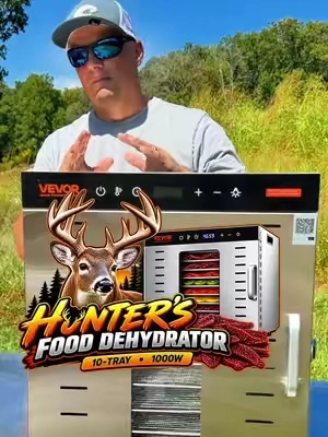 1000W 10-Tray Food Dehydrator for Deer Jerky, Wild Game, Meat, Fruit & Vegetables DESCRIPTION: Turn your whitetail deer harvest into homemade deer jerky, dried meat, and long-lasting snacks. This 1000W food dehydrator features 10 stainless steel trays for large-batch dehydrating, making it great for hunters processing venison and other wild game. Use it for beef jerky, deer jerky, wild game meat, fruit, vegetables, herbs, mushrooms, peppers, dog treats, fruit leather, garden produce, and food preservation. Great for whitetail deer hunters, hunting camps, homesteaders, gardeners, meal prep, and anyone wanting to preserve food at home. #DeerHunting #DeerJerky #FoodDehydrator #WildGame #FoodPreservation KEYWORDS: food dehydrator, deer jerky dehydrator, venison dehydrator, whitetail deer hunting, whitetail deer hunter, deer processing, deer meat, venison jerky, homemade deer jerky, wild game dehydrator, wild game processing, hunting season, deer season, hunting camp, 1000W food dehydrator, 10 tray dehydrator, stainless steel dehydrator, meat dehydrator, beef jerky maker, jerky dehydrator, fruit dehydrator, vegetable dehydrator, dried fruit, dried vegetables, herb dehydrator, mushroom dehydrator, pepper dehydrator, garden produce preservation, food preservation, preserve food, homemade dog treats, fruit leather, meal prep, homesteading, large capacity food dehydrator Disclaimer: “Commercial quality” and performance claims are based on my personal opinion and experience. Individual results may vary.