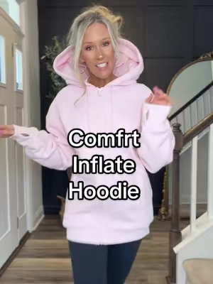 The ultimate travel hoodie! A hoodie that inflates a neck and back pillow to give you support🙌 @Comfrt #comfrt #comfrthoodie #travelmusthaves #travelhoodie #necksupport 