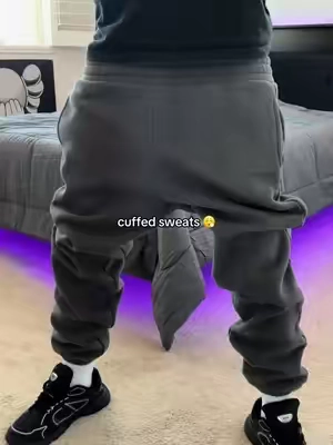 would take these over uncuffed any day 😹 #fyp #cuffed #sweatpants #gray #viral 