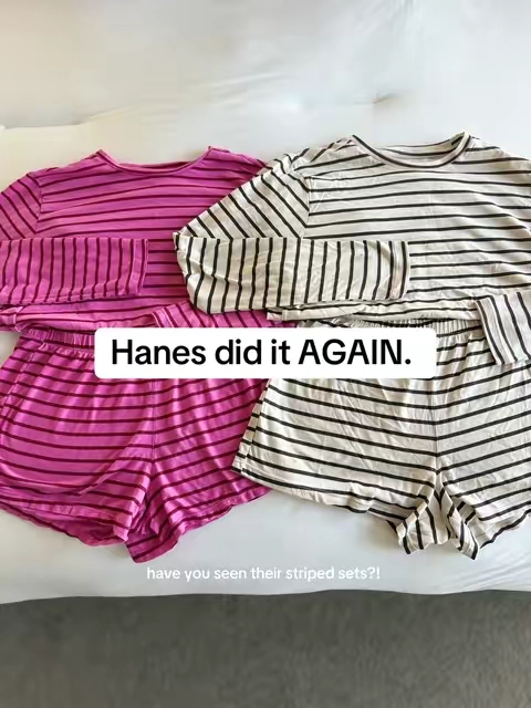 Hanes, you nailed it. AGAIN. 🤩 #hanes #stripedset #twopieceset #loungewearset 