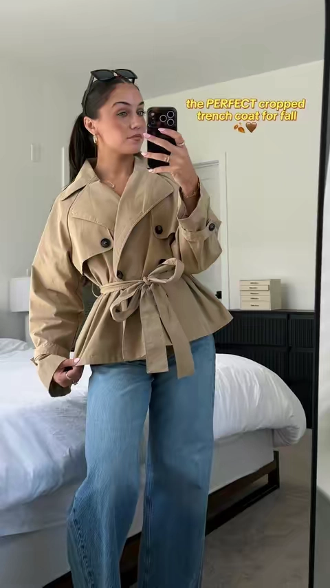 #trenchcoat #croppedtrenchcoat #trenchcoatoutfit #tiktokshopcreatorpicks 