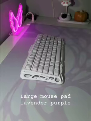 Lavender purple + a matching keyboard?? 💜😭 This oversized mouse pad gives you SO much room while making your whole setup look way more put together. And it’s super affordable right now! ✨@GravastarTikTok #techaccessories #desksetup #largemousepad #gravastar #GamingSetup 