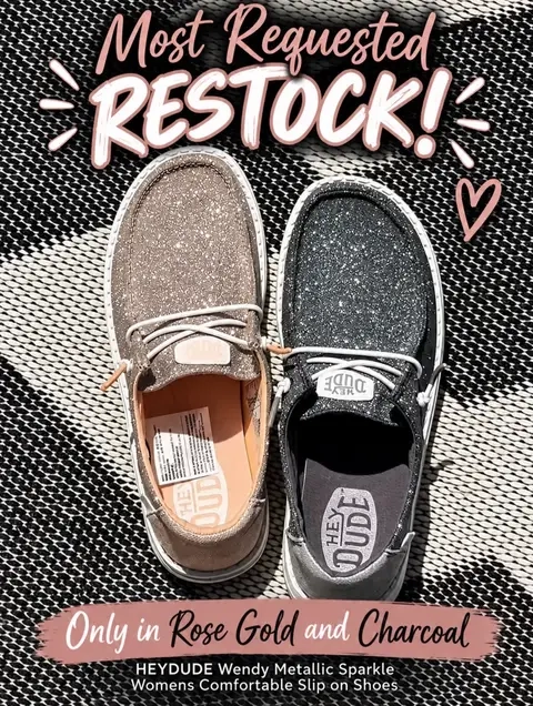 920 These live up to the hype!  HEYDUDE Wendy Metallic Sparkle - Womens Comfortable Slip on Shoes ##TiktokShopStockUp##TiktokShopCreatorPicks##TiktokShopFallDealsForYou##HEYDUDENewArrivals##HEYDUDENewArrivalsCampaign