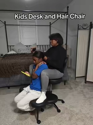 kids hair chair. perfect for braiding and it's also a desk or office chair. #naturalhair  #blackgirlhair  #crisscrosschair  #kidshairstyles #officedesk 