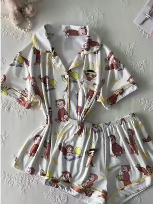 How cute is this monkey banana print? #pajamaset #monkeyprint #sleepwear #TikTokShopHolidayHaul #TikTokShopCreatorPicks 