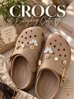 These might be the cutest Crocs I own The gold buckle + little charm details took them ALL the way up. Comfy but still giving cute. Linked in the orange cart  #Crocs #TikTokShopFinds #ComfyShoes #croccharms #TikTokMadeMeBuyIt
