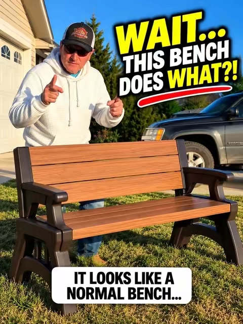 At first it looks like a normal outdoor bench… then the backrest flips over and turns into a table! 🤯 And here’s the crazy part—put TWO together and you’ve got a full picnic table. Perfect for patios, camping, RV sites, family get-togethers and extra outdoor seating. This might be one of the smartest outdoor designs I’ve seen. 👇 #ConvertibleBench #OutdoorFurniture #TruckinToby #tiktokshopstockup #falldealsforyou @QVC, Inc 