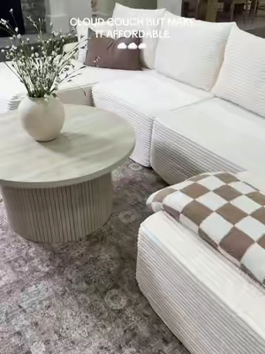 It is the perfect size & so cozy 🤎🧸 #couch #cloudcouch #Home #livingroom #livingroomdecor 