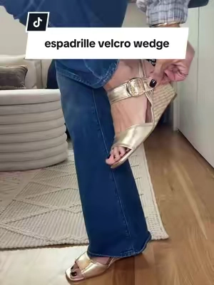 Replying to @lad6o Vince Camuto Helcey leather espadrilles are gorgeous! Easy velcro! #qvcloyaltyprogram #espadrillewedges#loveqvc #raffiawedgesandals #tiktokshopcreatorpicks 