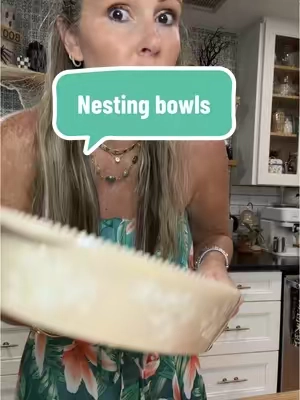 Nesting bowls in the new oatmeal color! @QVC, Inc #qvc #bakeware #cooking #temptations #kitchengadgets 