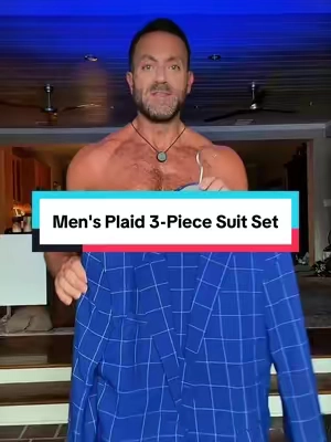 Upgrade the suit game with this Men’s Plaid 3-Piece Suit Set. The matching blazer, vest, and pants give you a sharp, put-together look without having to piece together an entire outfit. Perfect for weddings, parties, date nights, business events, or anytime you want to dress it up. The plaid pattern gives this men’s suit a modern look that stands out from the basic solid colors. #menssuit #3piecesuit #dresstoimpress #mensstyle #mensfashion 