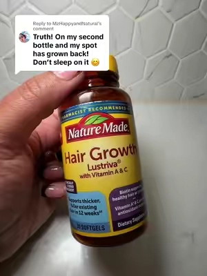 Replying to @MzHappyandNatural These work wonders! I honestly wasn’t sure they would but they have helped my hair so much! #hairgrowth #hairgrowthtips #naturemade #lustriva #hairloss 