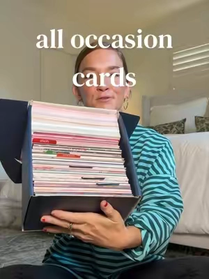 saving me time and money 👏 110 cards for birthdays, thank-yous, celebrations, holidays, and all the little moments in between. 💌 @Decorably US #birthdaycard #cards #thankyoucards #greetingcard #holidaycards 