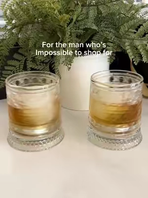 A gift for the guy who is impossible to shop for 🥃 These rotating whiskey glasses are such a fun upgrade for the home bar. #WhiskeyGlasses #WhiskeyGifts #GiftForHim #HomeBar #ad 