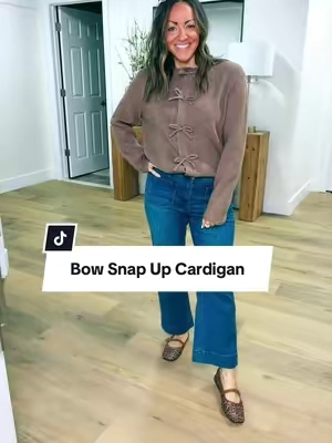 I’ll take one in every color!! 😍 5’2” 130 in a Small #cardigan #cardiganoutfit #sweater #bows #modestfashion @btfbm_shop 