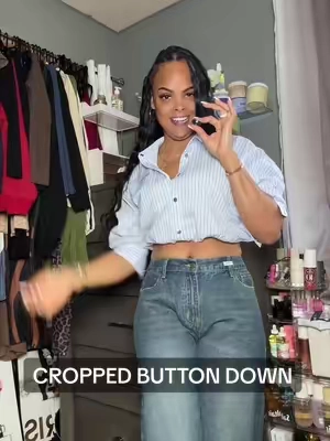 Back in stock and 50% off 😭 This cropped striped button-down is such an easy fall transition top.  @URBAN REVIVO  #urbanrevivo #FallFashion #falloutfitideas #TikTokShopFashion #womensfashion 