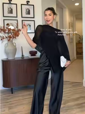 So chic elegant and affordable ✨🤍 #satinpants #ponchos 