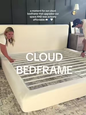 We are so happy with how this cloud bed frame upgraded our space and didn’t cost thousands ✨🙌🏻 #cloudbedframe #cloudbeds #recci #platformbedframe 