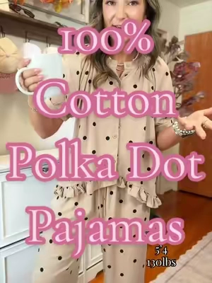 100% cotton, polka dots AND ruffles?! 🎀🤎 literally the cutest + comfiest little pajama set and SO dang soft!! Hot sleeper approved 🙌🏻 #cottonpajamas #pajamaset #pjs #pajamas #tiktokshopstockup 