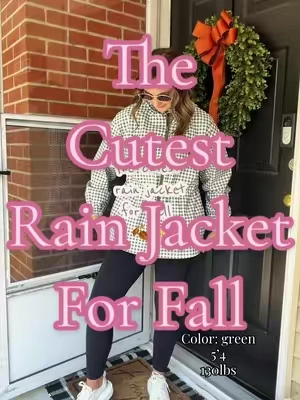The cutest little gingham rain jacket for fall ☔️🤎 flattering, functional, legging friendly AND actually affordable?! Immediately yes 🙌🏼🍂 #rainjacket #windbreaker #gingham #fallfashion #tiktokshopstockup 