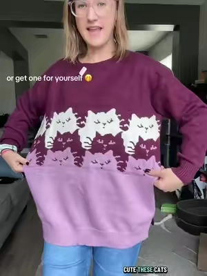 Much softer than I expected! #catsweater #catlover #sweater #sweaterweather #tiktokshopstockup 