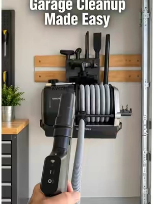 This is a must have in the garage @GiraffeTools #GarageCleaning #RetractableVacuum #CleaningHacks #GiftForHim #vacuumcleaner 