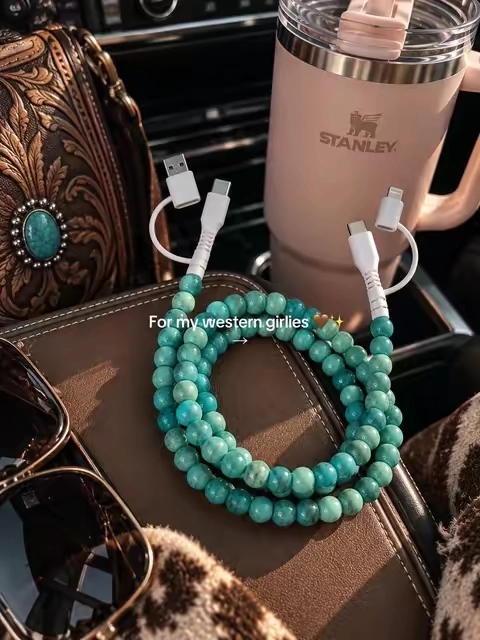 The hardest part is choosing which one belongs in the car 😭🤎💕🤍 #BeadedCharger #CarAccessories #GirlyFinds #WesternAesthetic #PhoneAccessories