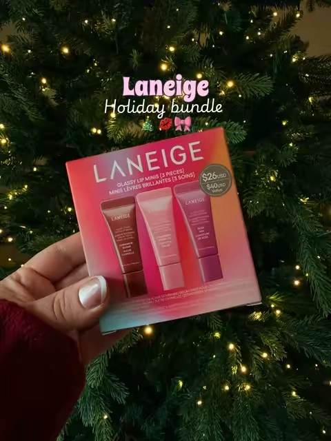 LANEIGE holiday bundles are here and this one is SO cute 🎀✨ You get 3 mini Glaze Craze lip serums in Cinnamon Sugar, Strawberry Sprinkles, and Rose Jam, and the shades are seriously perfect for the holidays. They’re glossy, pretty, and such an easy little gift for teens, beauty lovers, stocking stuffers, or honestly just to keep for yourself 😂  These cute holiday bundles always go fast, so I definitely wouldn’t wait too long if you want one! 🎄#laneige #glazecraze #stockingstuffersforher 