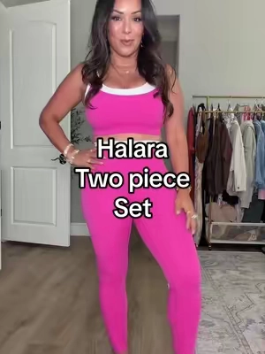 Yoga two piece matching set but make it designer inspired and affordable and y2k baddie vibes!  #halara #TikTokShopStuckUp #sohochic #yogafit #pilatesoutfit 