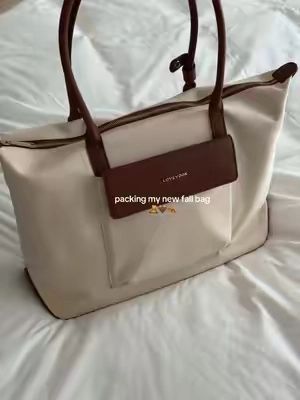 The perfect nylon & genuine leather bag for work, school & travel 🤎✨ #whatsinmybag #nylonbag #workbag #packmybag #giftideas 