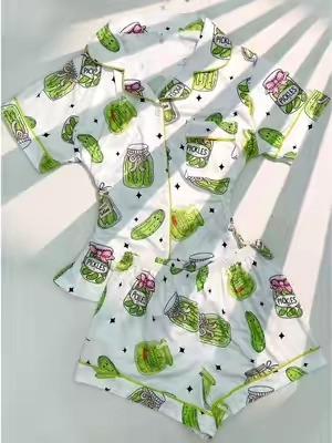 my cutest pajama find lately. 🥒💚✨ #pickel#cucumber#pajamas#sohochic #TikTokshopbacktoschool