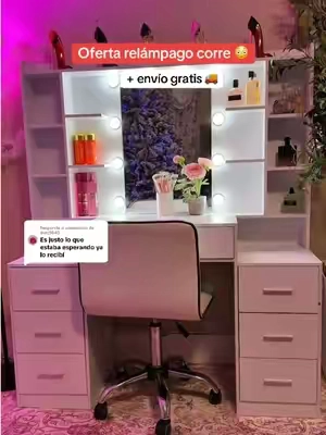 Respuesta a @skay5043 Vanity súper espacioso 7 cabezas #vanitymakeup #BlackFriday #vanitymirror #vanitydesk #tiktokshopstockup 