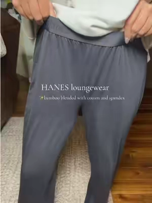 The softest fabric EVER, made from luxe viscose from bamboo blended with cotton and spandex #hanespants #womensloungewear #comfystyle #loungewear #hanes 