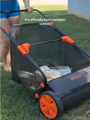 Fall yard cleanup just got 10x easier. No rake, no blower, no backache. 🍁#lawnsweeper #vevorlawnsweeper #falldealsforyou #vevor #dadsoftiktok  