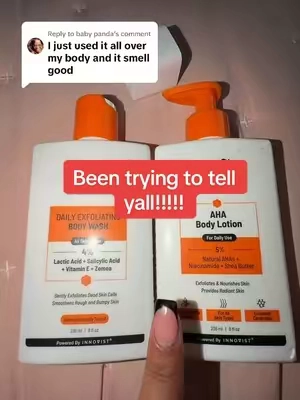 Replying to @baby panda Go in with orange first then the lotion! #chemistatplay #exfoliatingbodywash #brighteningskincare 