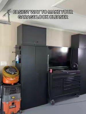 Finally using the wasted space above my cabinets instead of letting it sit empty. These upper cabinets cleaned up the whole setup and gave me extra storage without taking up any more floor space. #GarageStorage #GarageOrganization #GarageSetup #ToolStorage #TikTokShop